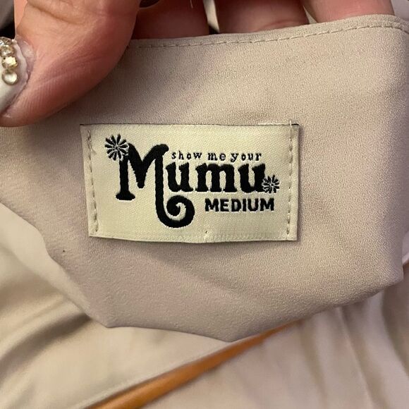 Show Me Your Mumu Lauren Tie Blush Beige Flowy Bridesmaid Event Gown Dress Med - Picture 9 of 10